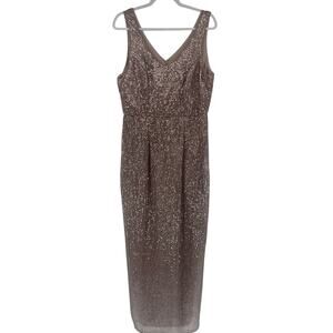 Alex & Eve Sequin Cocktail  Dress Sz 12 Prom Old Hollywood Gala Champagne Rose